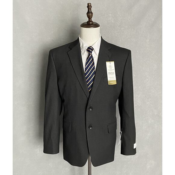 Haggar Men's 46R Classic Fit Premium Stretch Suit Jacket Charcoal NEW - Picture 1 of 11